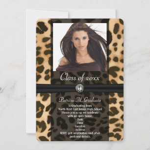 Invitation Leopard Ribbon Photo Graduation