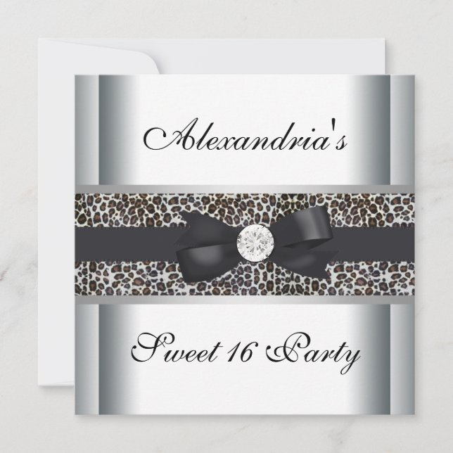 Invitation Leopard Sweet 16 Anniversaire (Devant)
