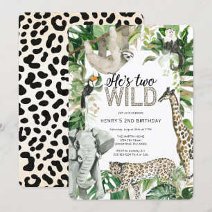 Invitation Leopard Two Wild Safari Anniversaire