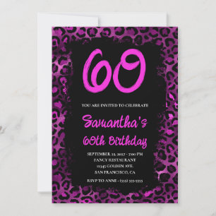 Invitation Leopard violet peint noir 60e anniversaire