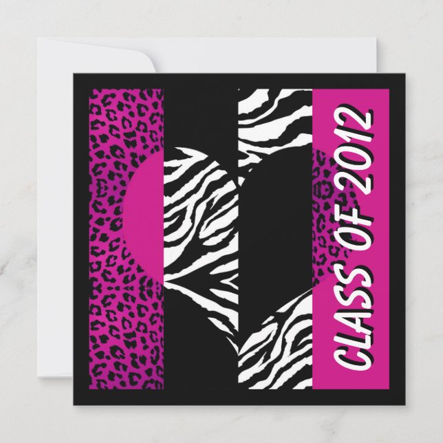 Invitation Leopard Zebra Print Hot Pink (Devant)