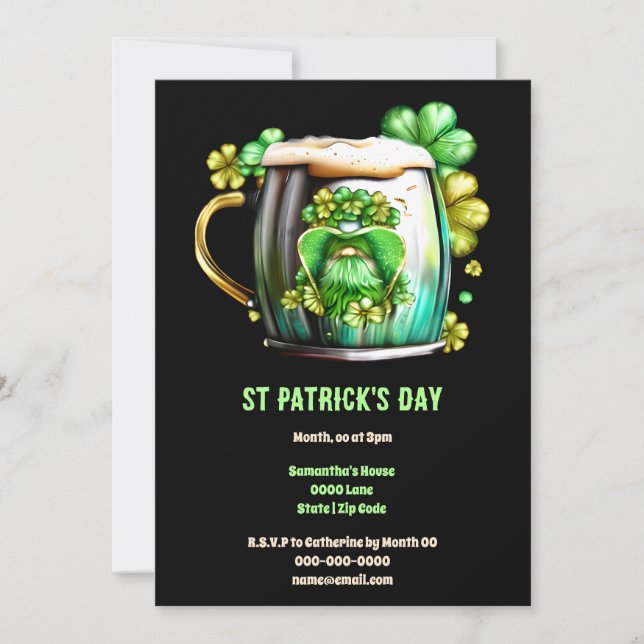 Invitation Leprechaun bière tankard garge vacances irlandaise (Devant)