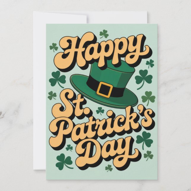 Invitation Leprechaun Hat& Shamrocks Happy St. Patrick's Day  (Devant)