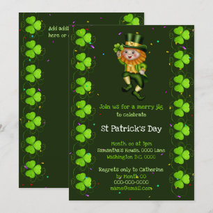 Invitation Leprechaun jig chanceux shamrock Irish Clover