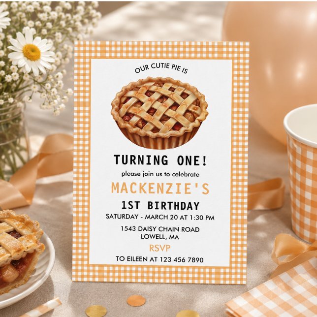 Invitation Les 1 an de notre petit chou (Our Cutie Pie's 1st Birthday Invitation)