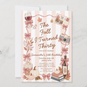 Invitation Les 30 ans d'automne, Fille au vin d'automne Anniv