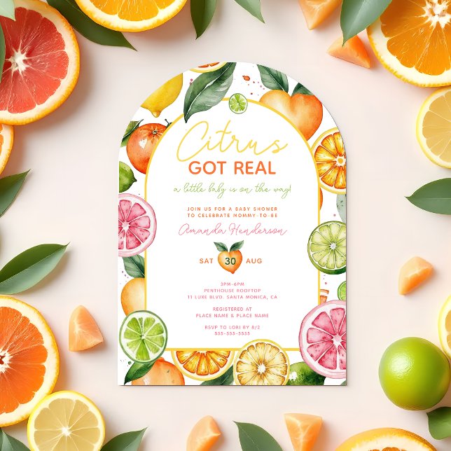 Invitation Les agrumes ont une véritable aquarelle Baby showe (Citrus Got Real Baby Shower Invitation | Fruit Baby Shower)