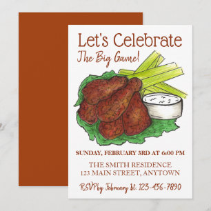 Invitation Les ailes célèbrent le Big Game Football Tailgate