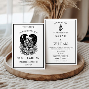 Invitation Les Amants, Étoiles Célestes,  Squelette de Mariag