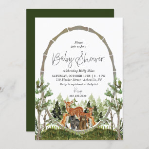 Invitation Les amis de la forêt de Baby showers de Woodland