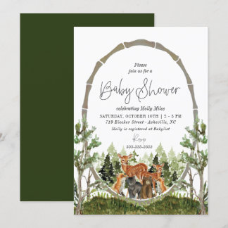 Invitation Les amis de la forêt de Baby showers de Woodland