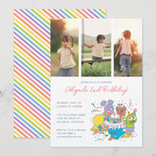 Invitation Les amis de Rue Sésame pastel   1er anniversaire