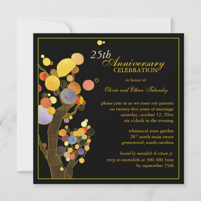 Invitation Les Amis des Arbres 25e Anniversaire de Mariage d' (Devant)