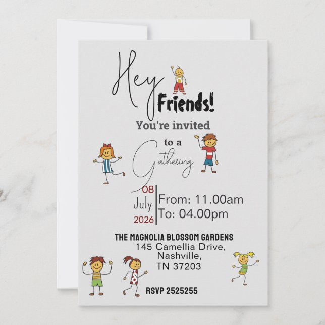Invitation Les amis se rassemblent  (Devant)