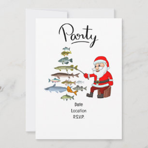 Invitation Les amoureux de la pêche Noël avec le Père Noël