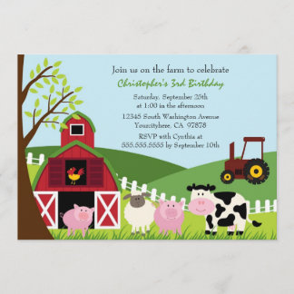 Invitation Les animaux de ferme adorables à l'occasion d'une