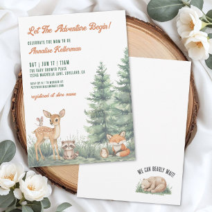 Invitation Les Animaux de la Forêt de Bois pour une Fête de B