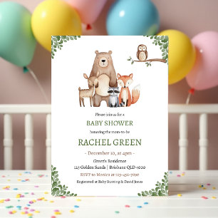 Invitation Les animaux de la forêt mignonne Baby shower des b