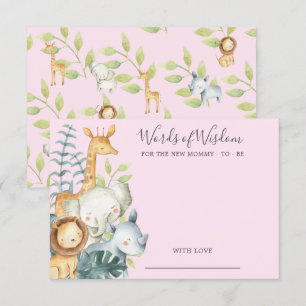 Invitation Les animaux de la jungle Baby shower Mots de sages