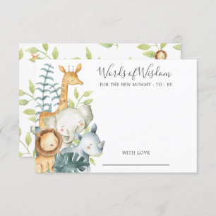 Invitation Les animaux de la jungle Baby shower Mots de sages