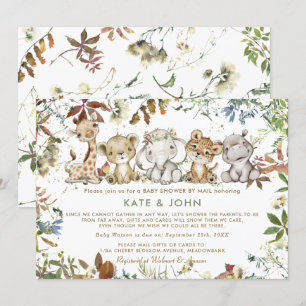 Invitation Les animaux de la jungle Baby shower neutre par le