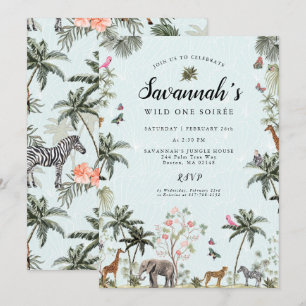 Invitation Les animaux de la jungle tropicale   Fille sauvage