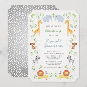 Invitation Les animaux de l'arche de Noé Christening Invitati
