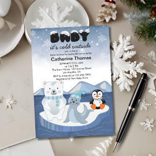 Invitation Les animaux de l'Arctique Baby shower d'hiver Wond