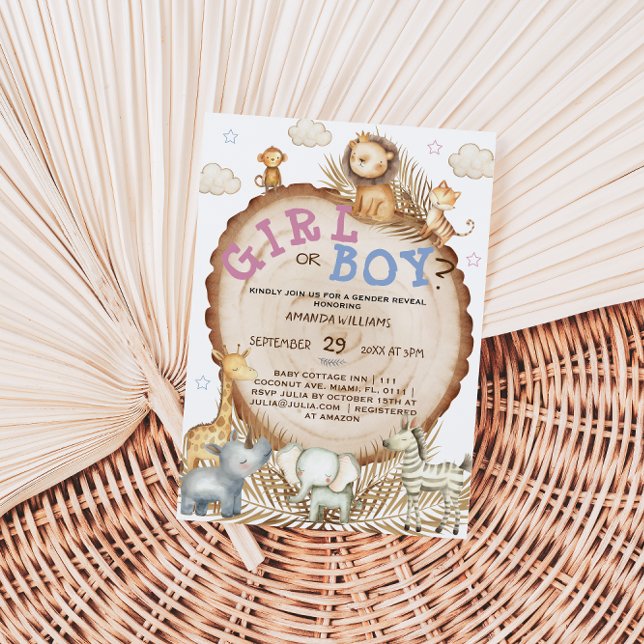 Invitation Les animaux de safari de la jungle révèlent leur s (Créateur téléchargé)