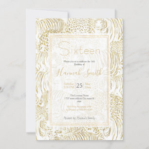 Invitation Les animaux de tigres léopards d'or