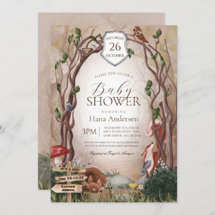 Invitation Les animaux des bois Automne Baby shower forestier