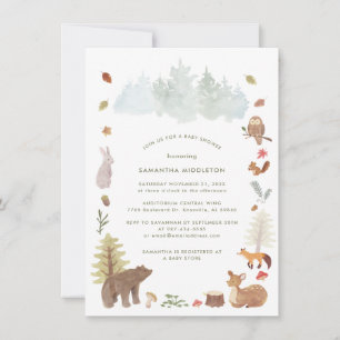Invitation Les animaux des bois portent le Baby shower