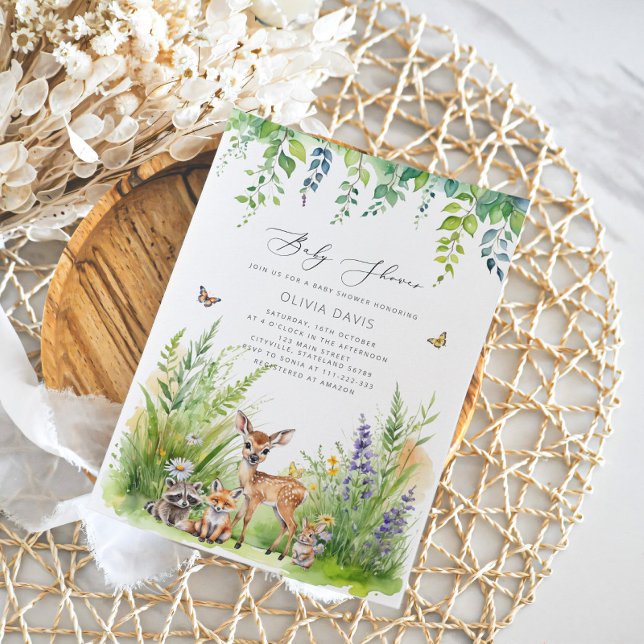 Invitation Les animaux des bois sauvages d'un Baby shower (Créateur téléchargé)