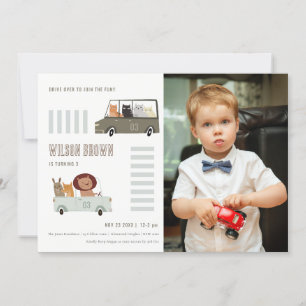 Invitation Les animaux mignons dans les routes de la voiture