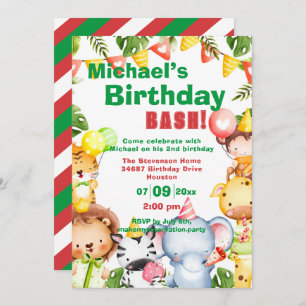 Invitation Les animaux mignons Fête d'anniversaire