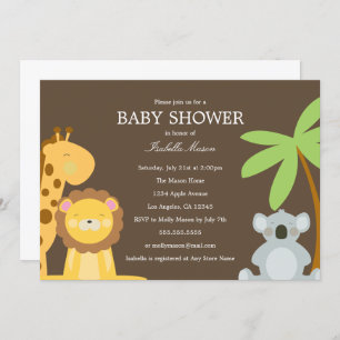 Invitation Les animaux Safari Brown