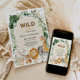 Invitation Les animaux sauvages de la fête du Safari Tropical