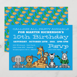 Invitation Les animaux sauvages de Safari, fête d'anniversair