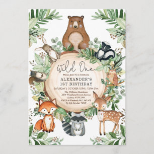 Invitation Les animaux sauvages de Woodland, une nature rusti