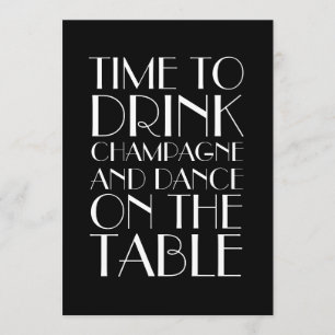 Invitation les années 1920 noires et partie de fiançailles