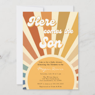 Invitation les années 70 Baby shower Bohemian Douche Boho Sun