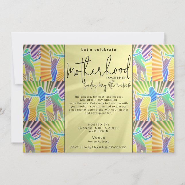 Invitation les années 70 Disco Retro Script Dîner de fête des (Devant)