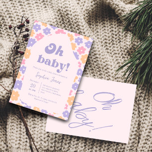 Invitation les années 70 Hippie Floral En vichy Baby shower i