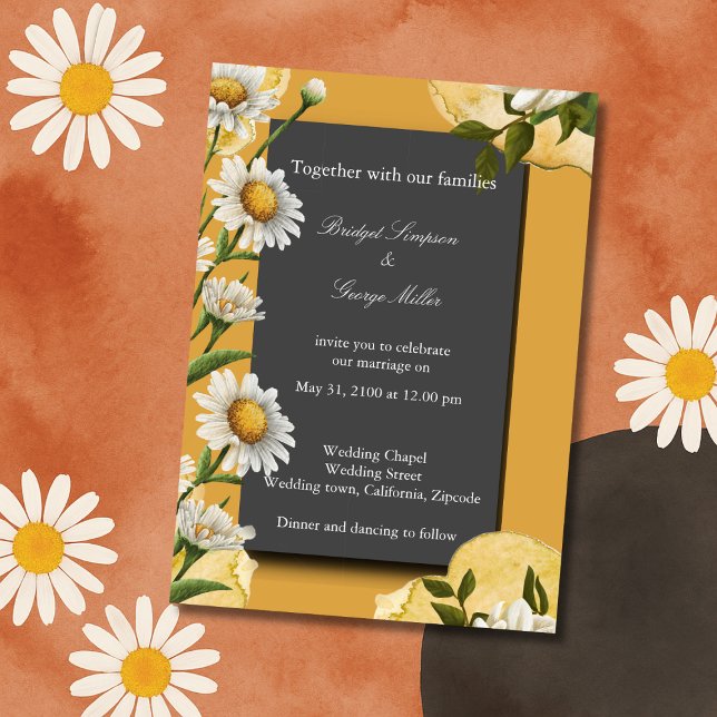 Invitation les années 70 Retro Daisy Mariage - terracotta ora (Créateur téléchargé)