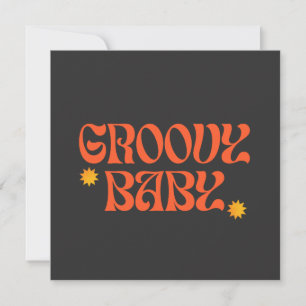 Invitation Les années 70 rétro Mustard Orange Black Hippie Su