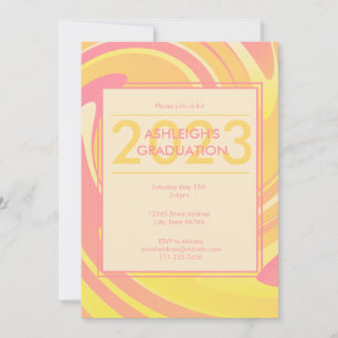 Invitation Les années 70 rose Super rétro + perruques Abstrai