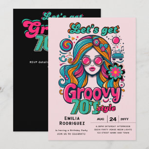Invitation les années 70 soirée d'anniversaire Boogie Retro D