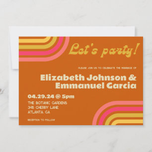 Invitation les années 70 Style Burange Orange Retro Budget Ma