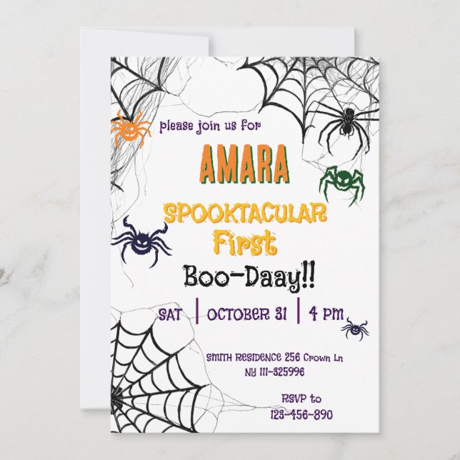 Invitation Les araignées d'Halloween Anniversaire Halloween  (Devant)