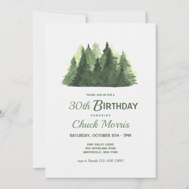Invitation Les arbres dans la forêt Anniversaire (Devant)
